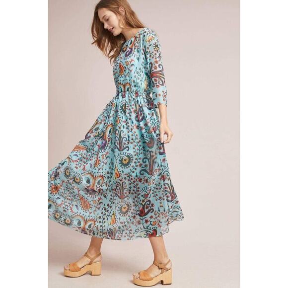 Eva Franco Dresses & Skirts - EVA by EVA FRANCO Sz 14 Blue Turquoise Paisley Maxi Boho Dress NWT